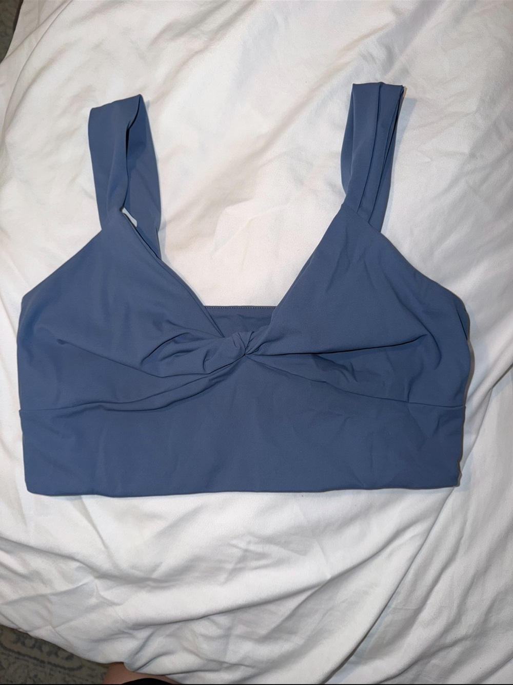 Carbon38 Steel Blue Twist-Front Sports Bralette
